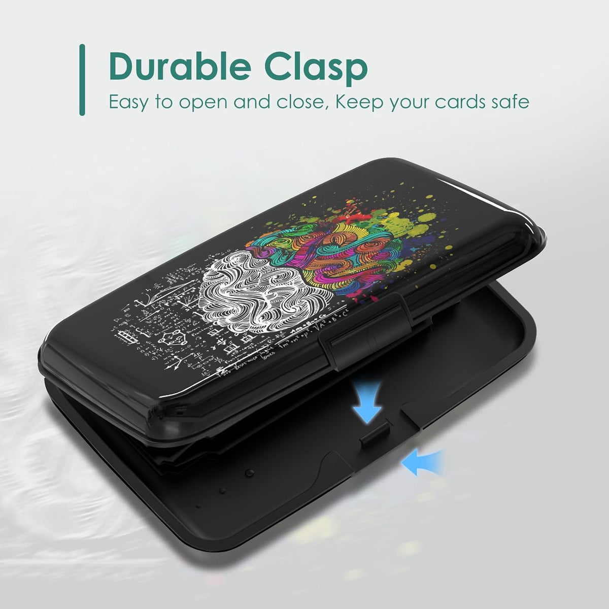 Credit Card Holders, Metal Card Wallet RFID Blocking Slim Aluminum Business Hard Cards Cases for Women Men, Brain Graffiti