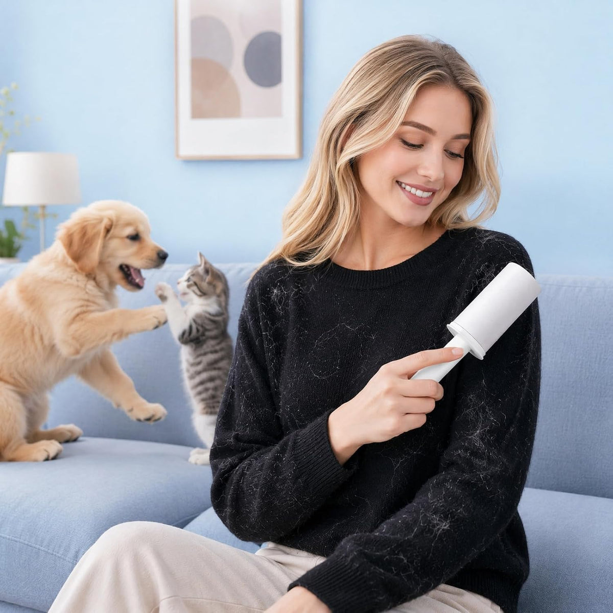 Mini Travel Lint Roller Strong Sticky for Pet Hair w/Dust Cover, 60 Sheets