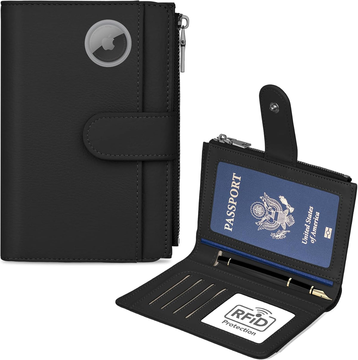 RFID Passport Holder for Travel, Leather Passport Cover Travel Wallet