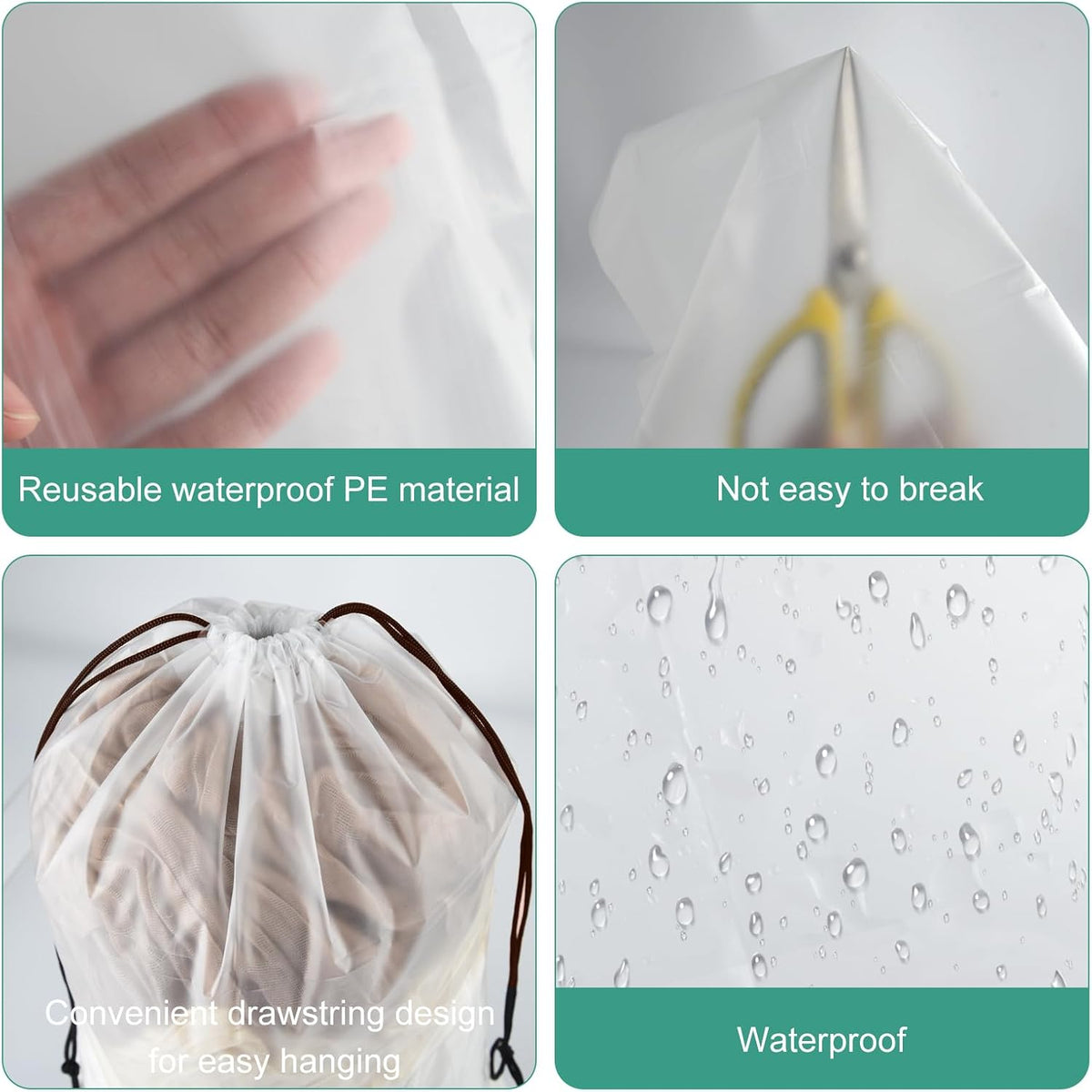 32 Pcs Shoe Bags for Travel, PLULON 15.7" x 11.8" Clear Drawstring Storage Bags Shoes Organizer for Packing Waterproof Dustproof Women Men Portable Travel Essentials