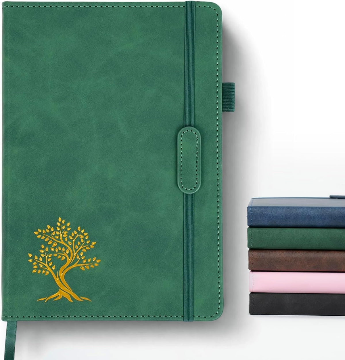 Vintage Hardcover Leather Journal Notebook, A5 Lined Notebook for Business Work School, 224 Pages 100GSM Thick No Bleed Paper, 180° Lay Flay Premium Writing Notebook for Note Taking Daily Diary Travel (Green)