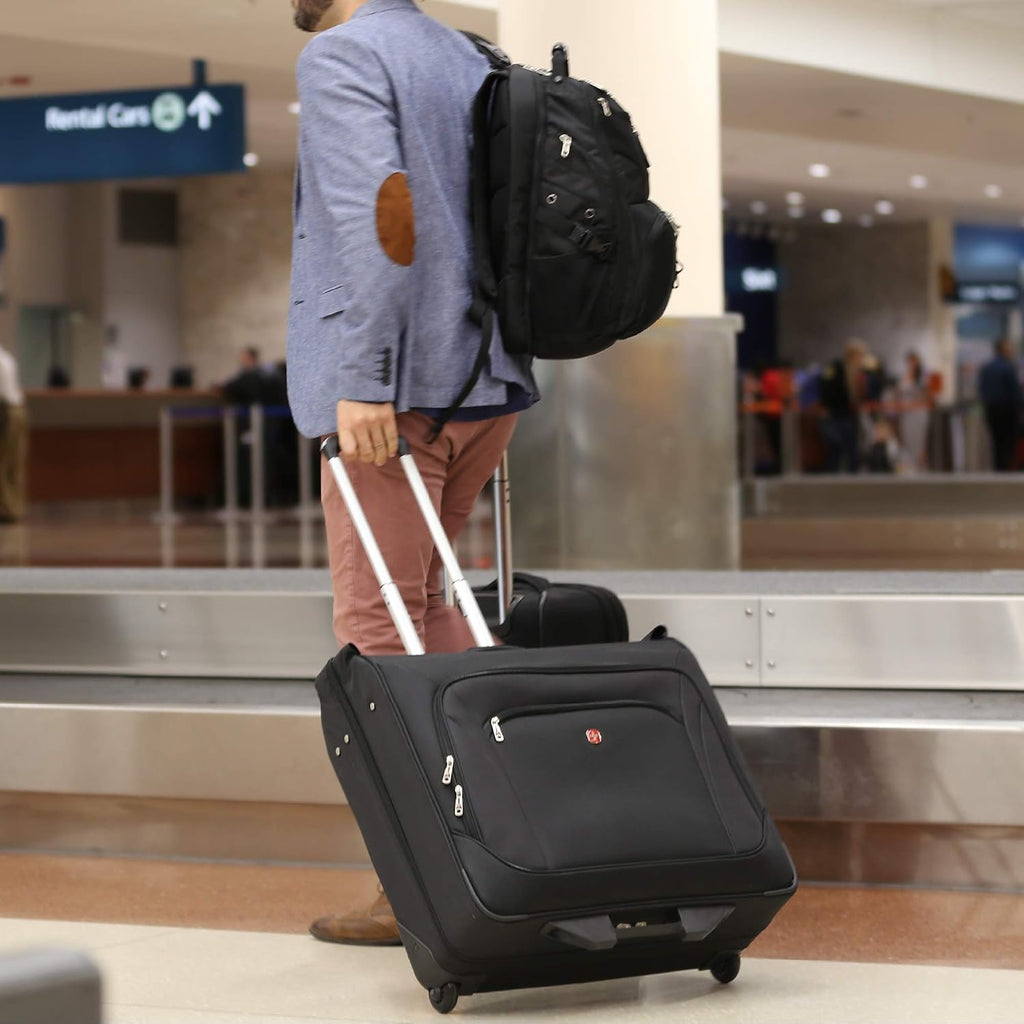 SwissGear 7895 Premium Rolling Garment Bag, Bonus Hanging Feature, Men's and Women's, Carry-on Luggage - Grey Heather