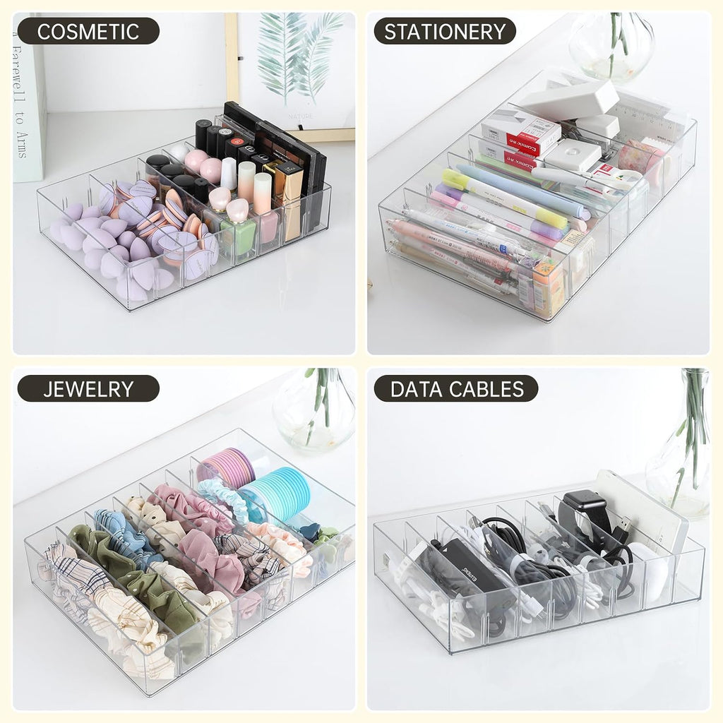 FRETONBA 2 Pcs Clear Cable Charger Organizer Box, Large