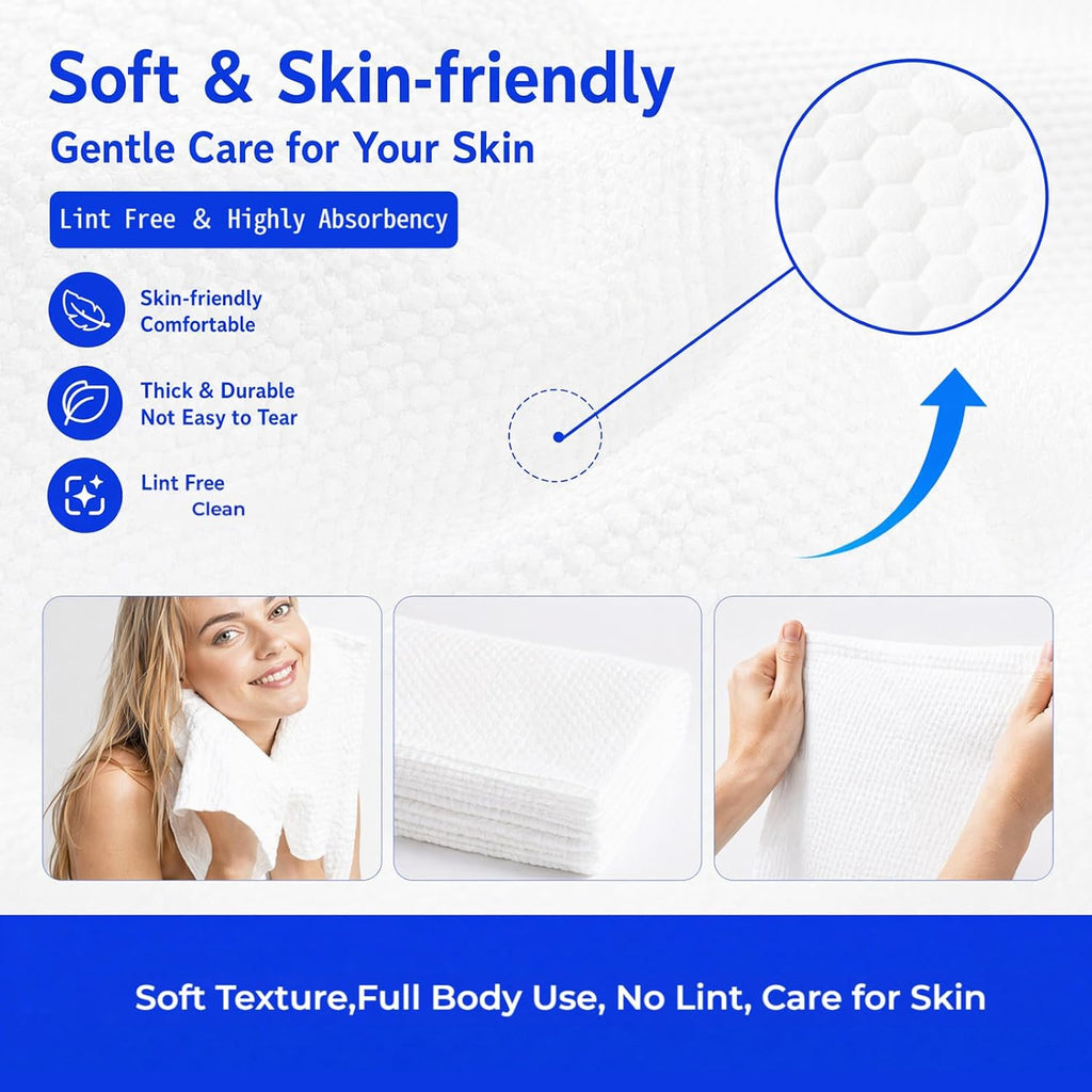 Extra Large Highly Absorbent Disposable Bath Towels for Travel – 4 Pack