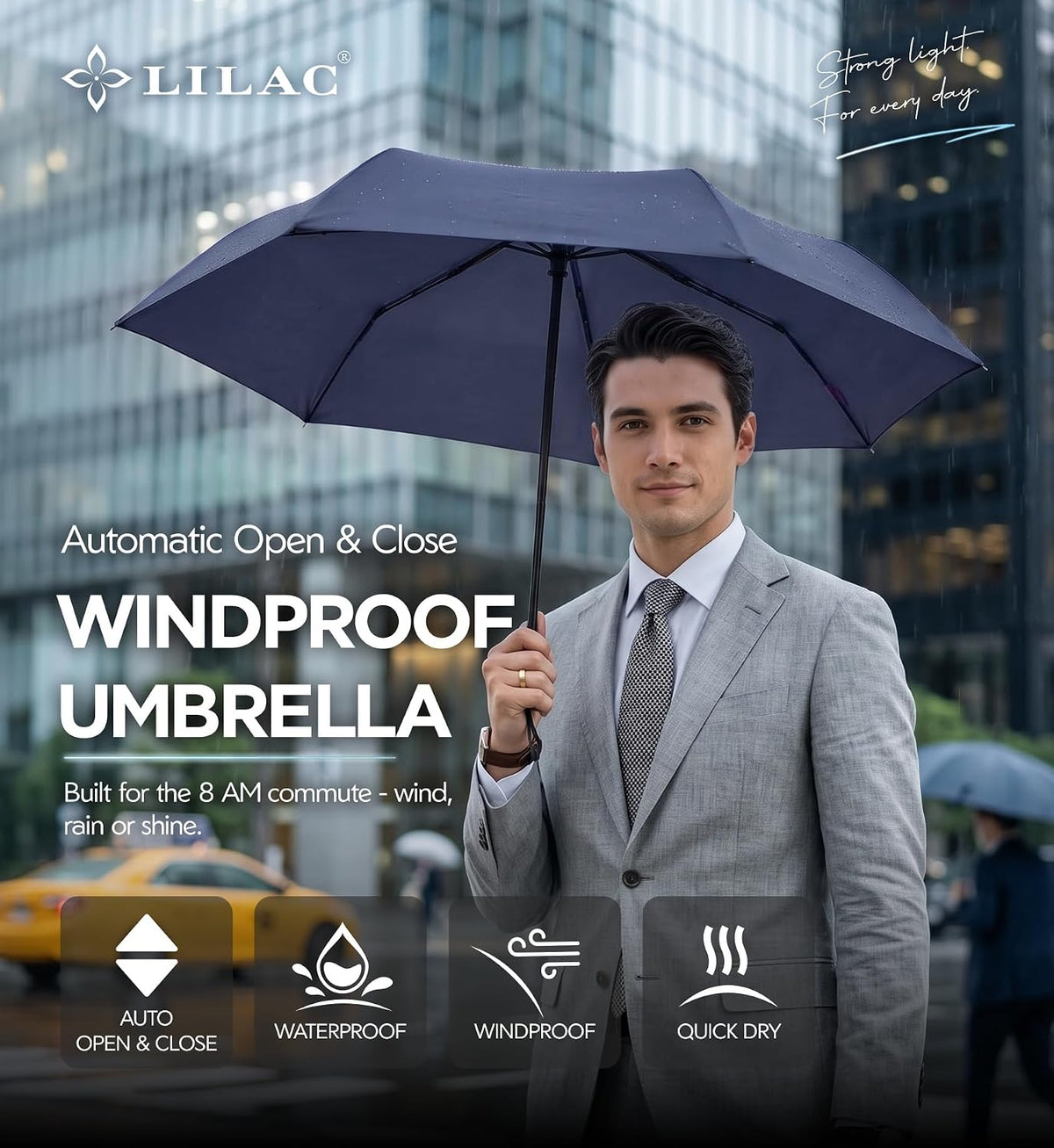Umbrella Travel Size Compact Auto Open Close, Windproof for Rain