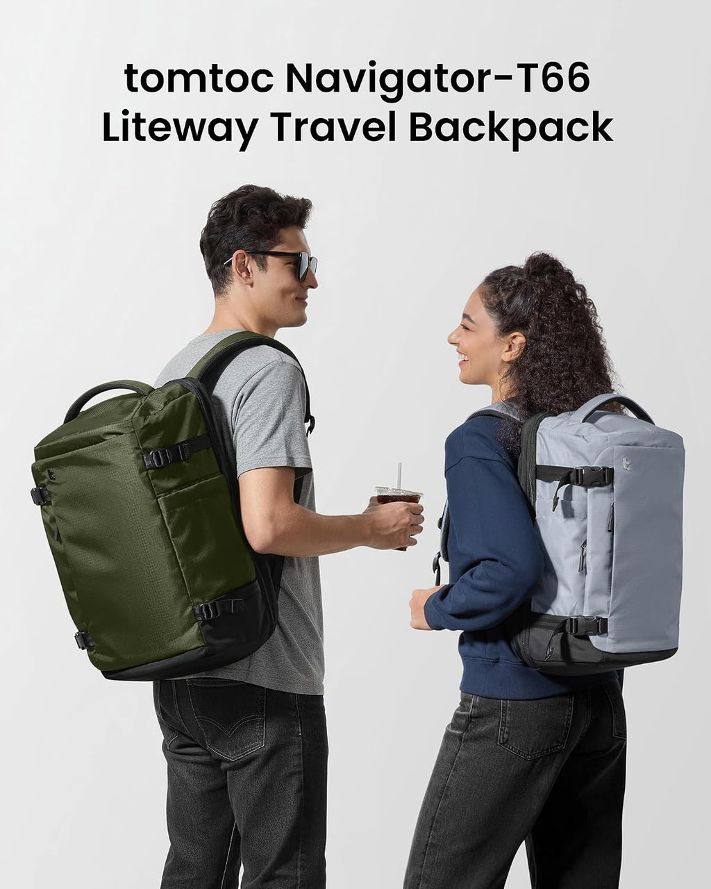 tomtoc Travel Backpack 40L, TSA Carry On Bag Flight Approved, PFAS Free
