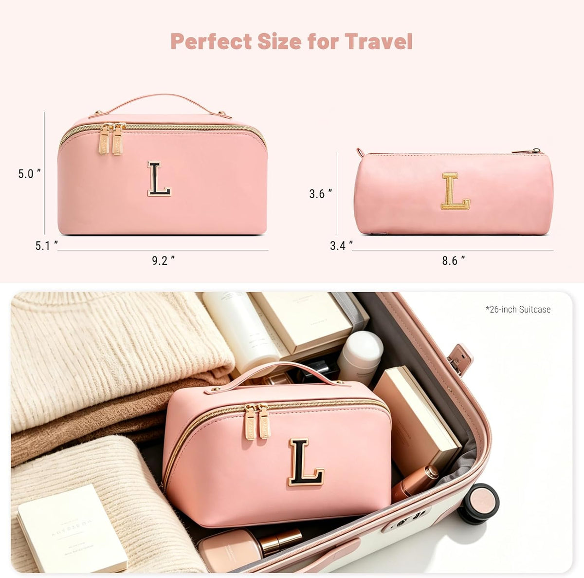 BOYATU Makeup Bag Gift for Women: 3-in-1 Travel Personalized Cosmetic Bag