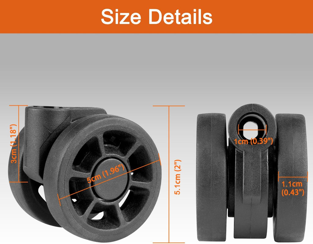 Wheels for Rimowa Trunk, 2 Pack Replacement Kit for Luggage(50mm-Black-Sector)