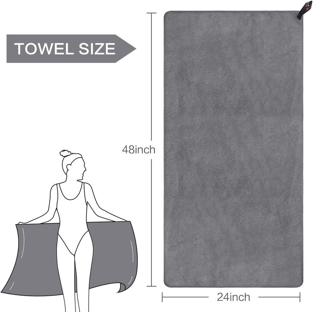 SUNLAND Microfiber Gym Bath Towels for Men Women 24x48In