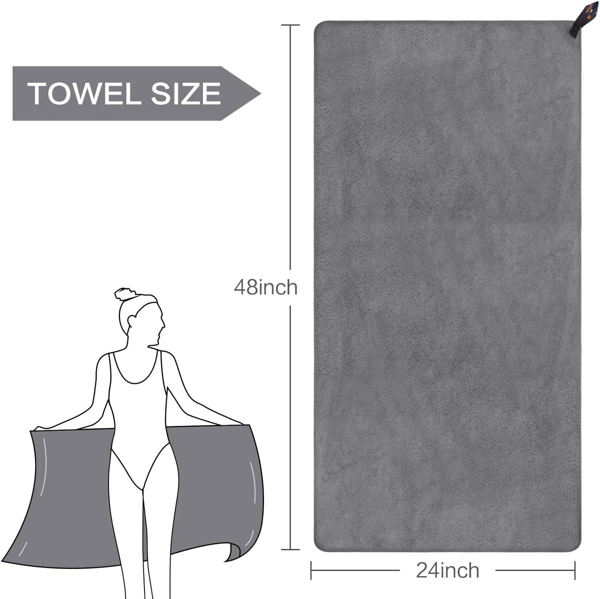 SUNLAND Microfiber Gym Bath Towels for Men Women 24x48In
