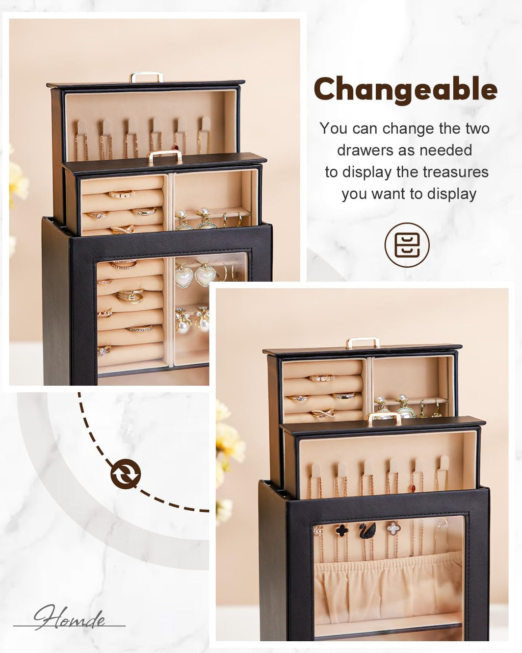 Homde Display Jewelry Box for Girls: Starter Organizer with Clear Window