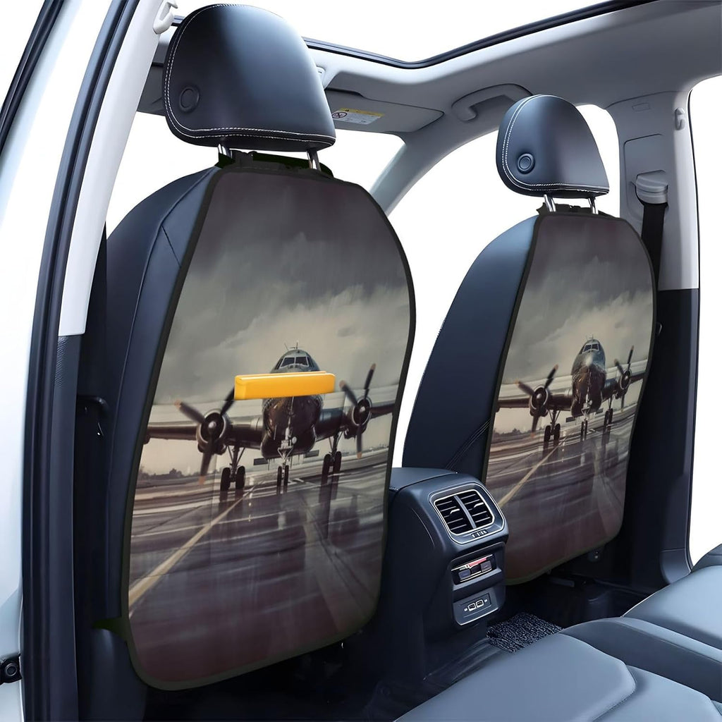 2 Pack Car Seat Kick Mat with Storage Pocket Waterproof Backseat Protector