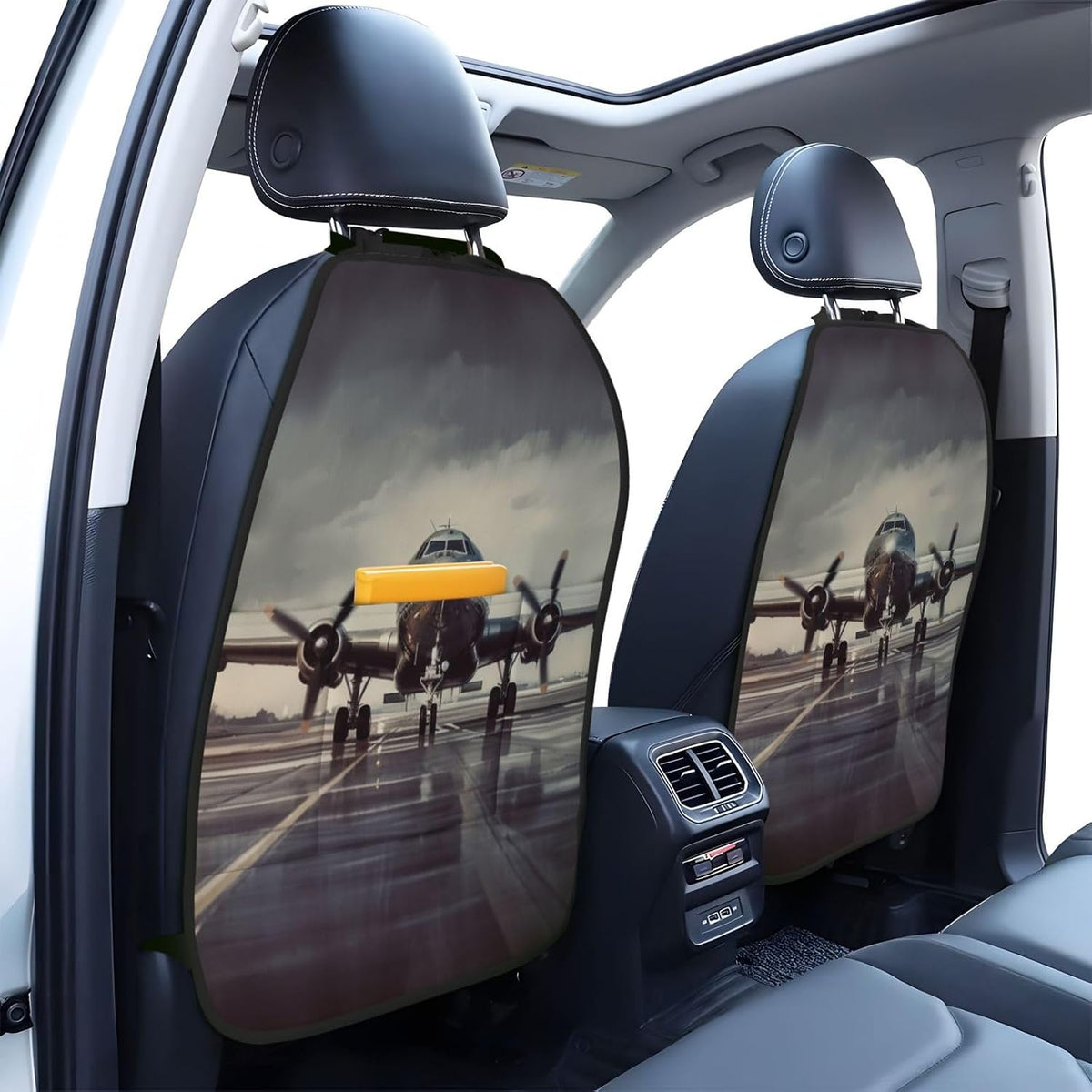 2 Pack Car Seat Kick Mat with Storage Pocket Waterproof Backseat Protector