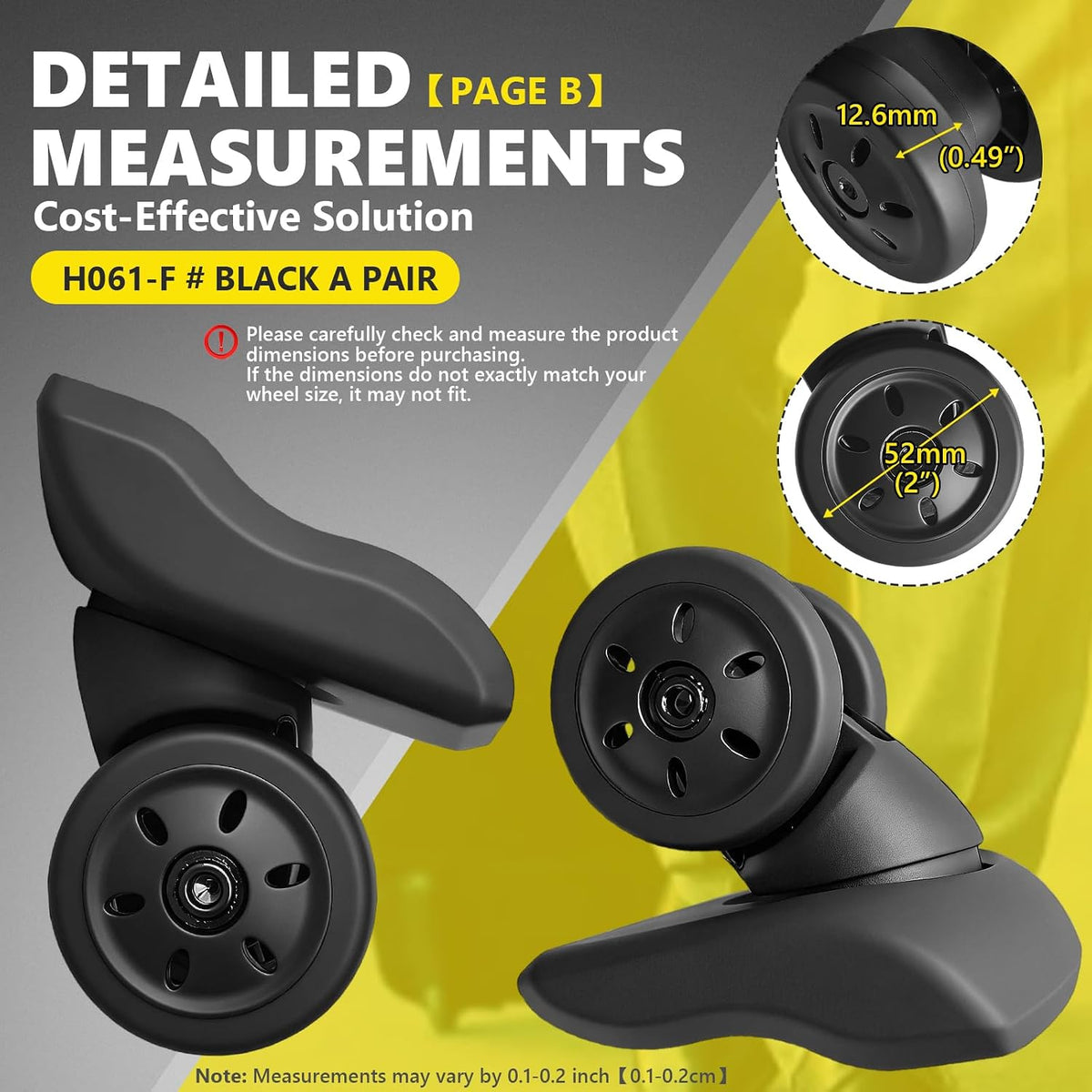 Luggage Front Wheels Replacement Wheel for Luggage Suitcase Repair