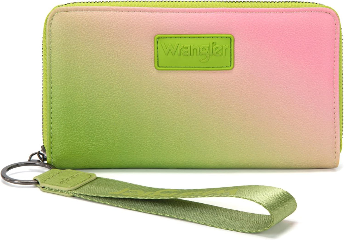 Wrangler Wallet Women RFID Blocking, Gradient Wristlet Wallet for Daily Use