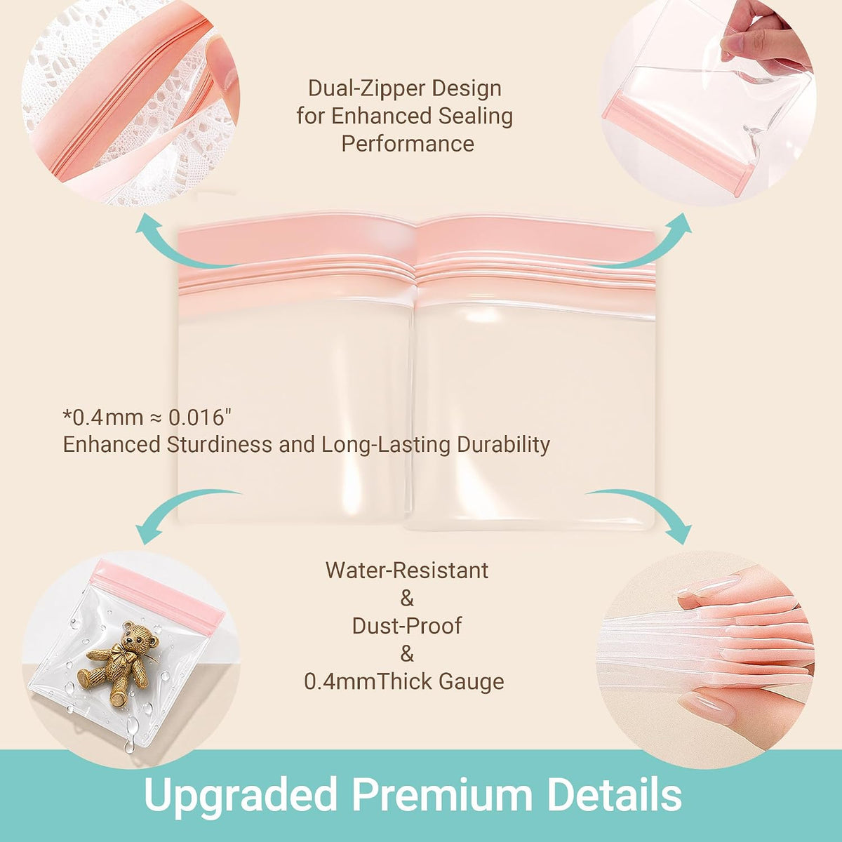 30 PCS Clear Transparent EVA Anti Tarnish Jewelry Storage Bags, Zip Ziplock Jewelry Pouches for Selling & Gift, Little Mini Travel Organizer for Ring Earing Chain Bracelet (S)