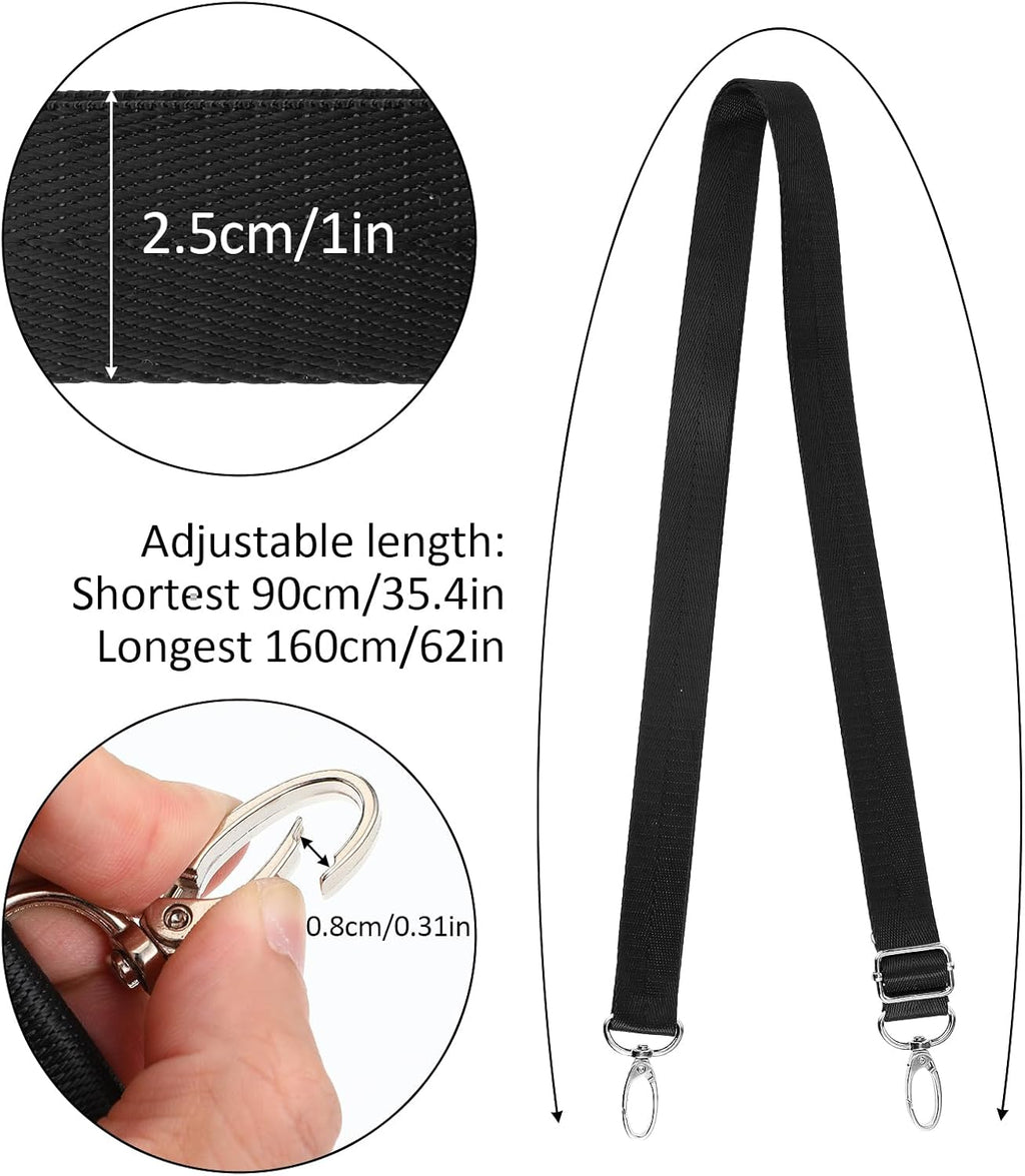 1 Inch Wide Purse Straps Replacement Crossbody, Nylon Shoulder Strap Universal Adjustable Strap with Silver Clips for Briefcase, Handbags, Laptop, Luggage Bag, Camera Bag