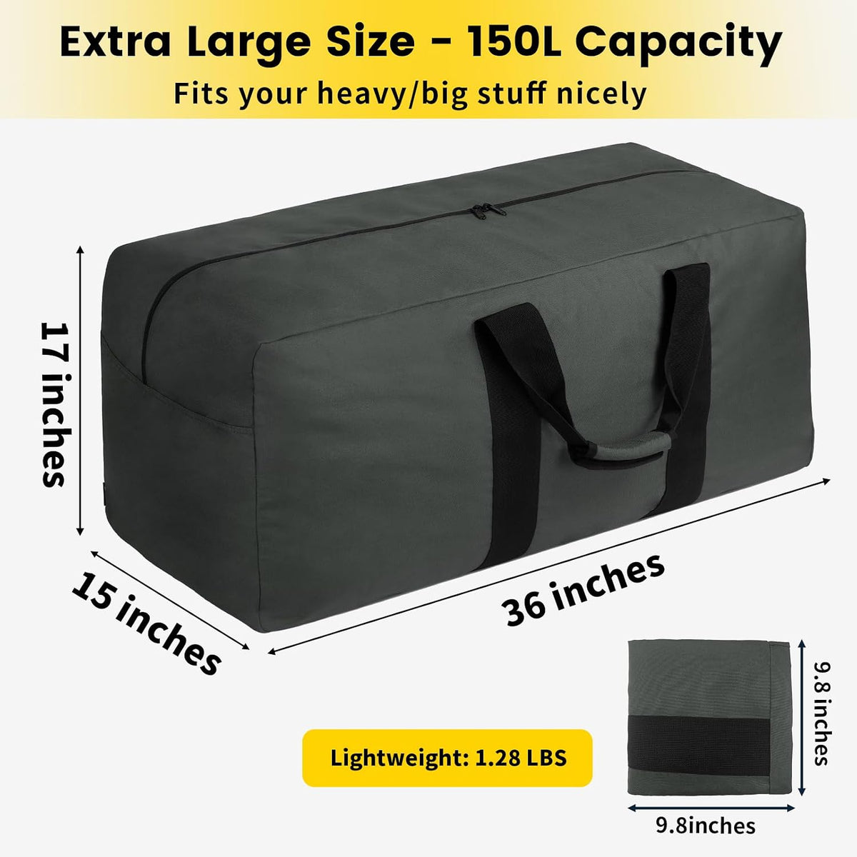 Vorspack 150L Extra Large Duffle Bag for Travel, Camping - Grey