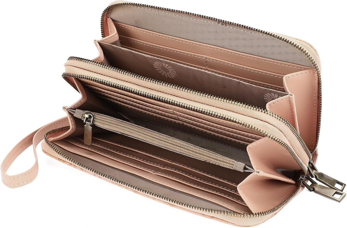 GAEKEAO RFID Leather Wristlet Wallet for Women with Grip Strap