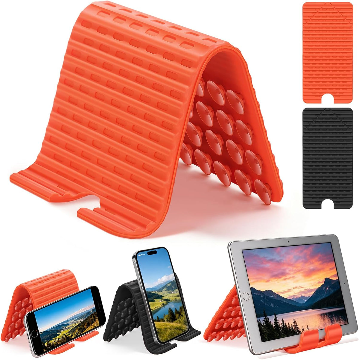 2-Pack Flexible Silicone Phone Stand, Foldable Airplane Phone Holder