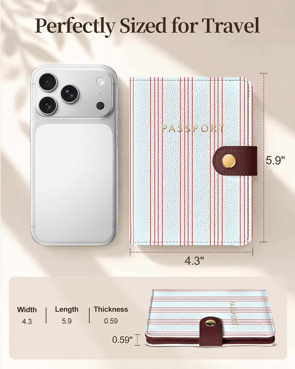 Slohif RFID Passport Holder for Travel with Airtag Hidden Slot Blue Stripe