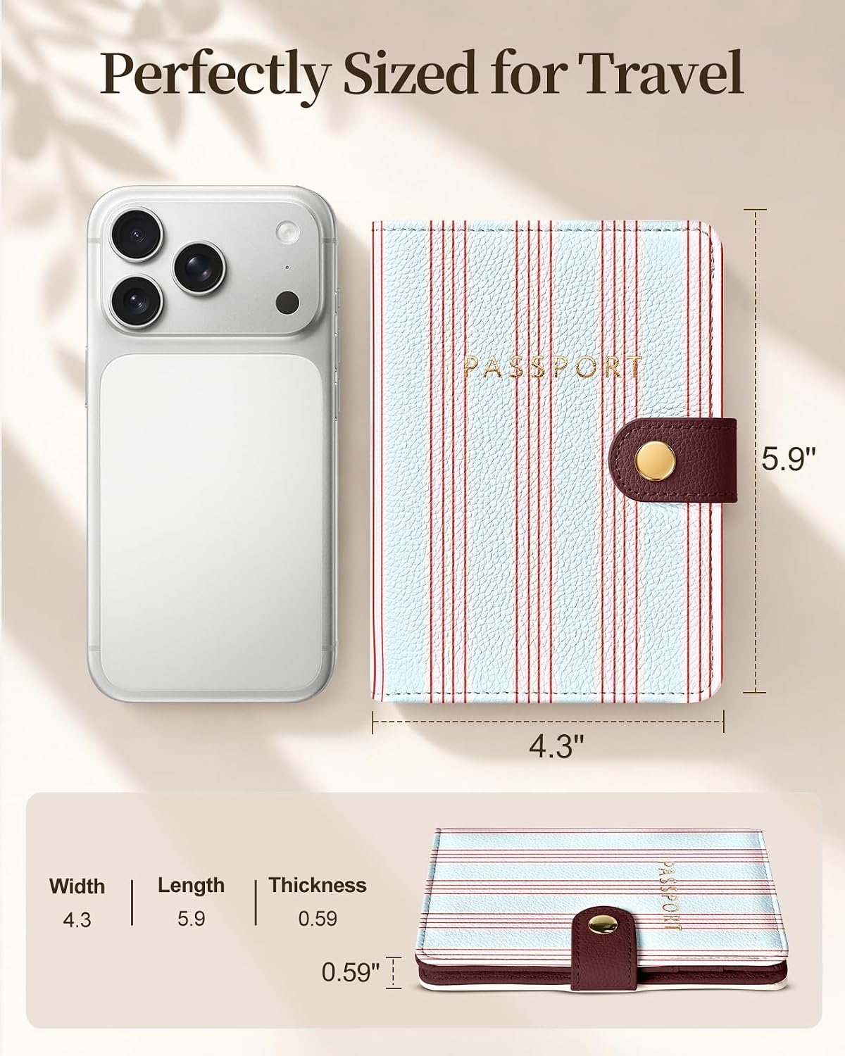 Slohif RFID Passport Holder for Travel with Airtag Hidden Slot Blue Stripe