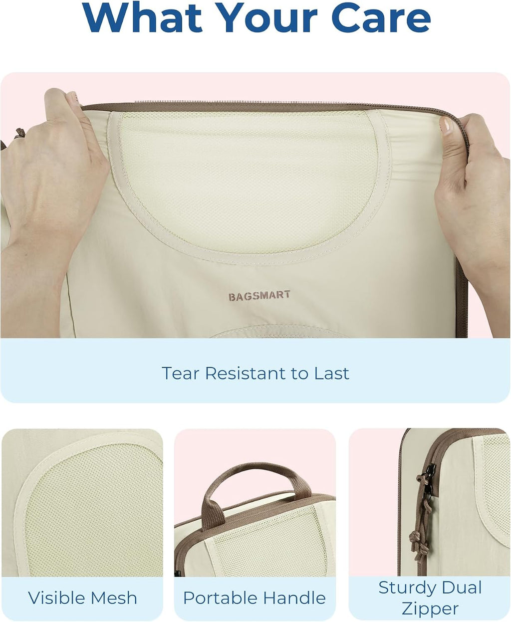 BAGSMART 6 Set Compression Packing Cubes, Travel Luggage Organizer Bags