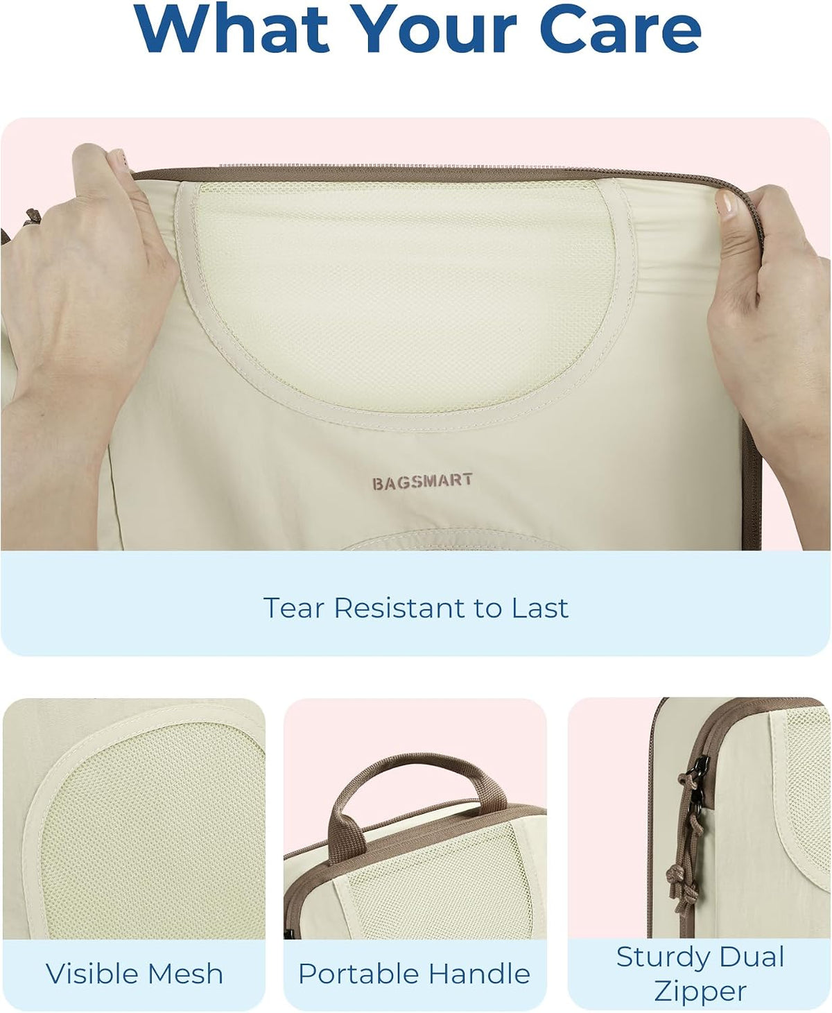 BAGSMART 6 Set Compression Packing Cubes, Travel Luggage Organizer Bags