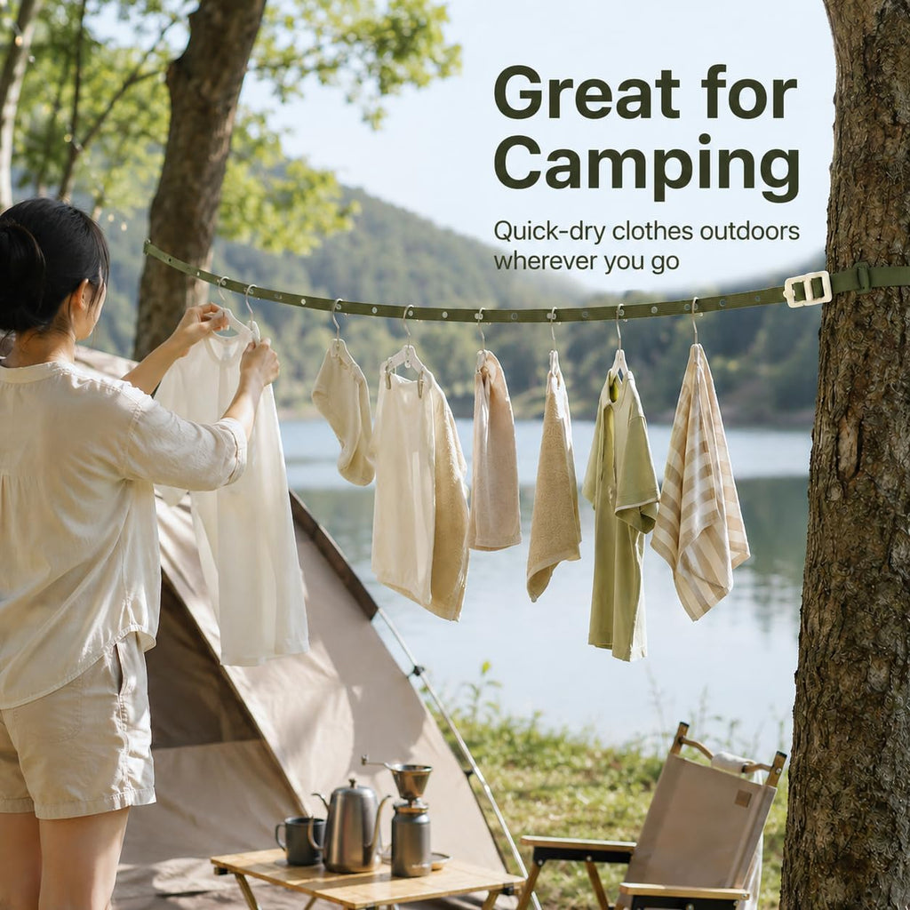 2 Pack Adjustable Portable Travel Clothesline with Buckle
