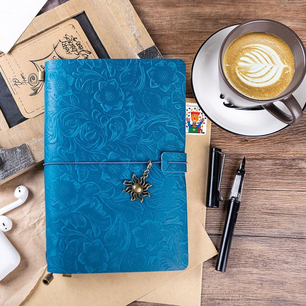 Refillable Leather Journal Travelers Notebook A5 Blue