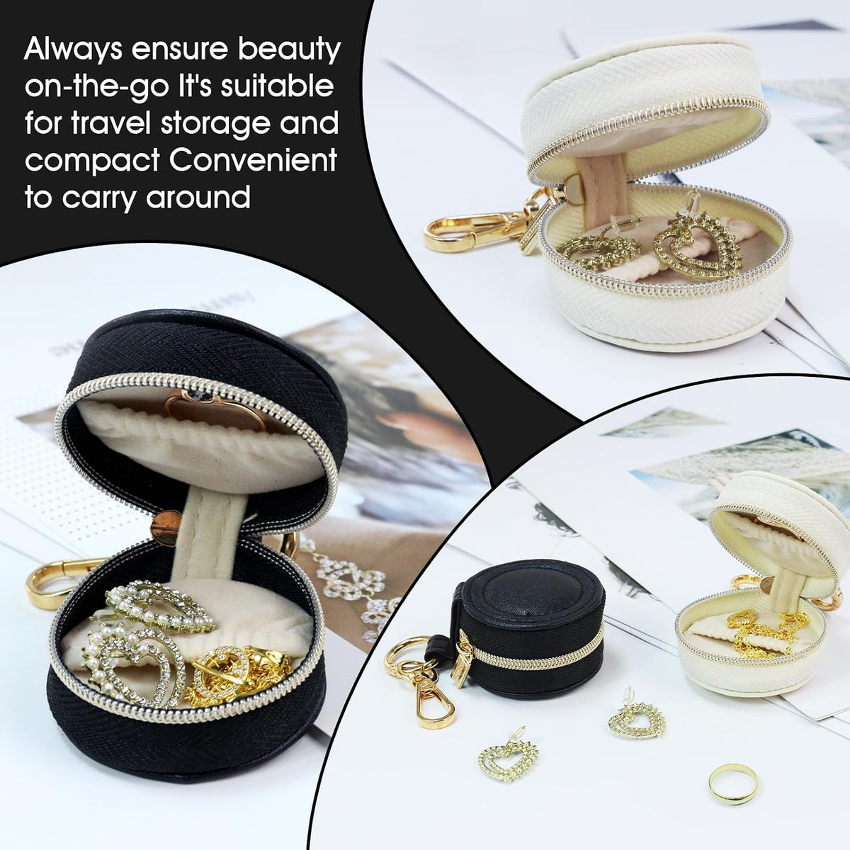 Portable Ring Keychain Holder - Black Jewelry Holder