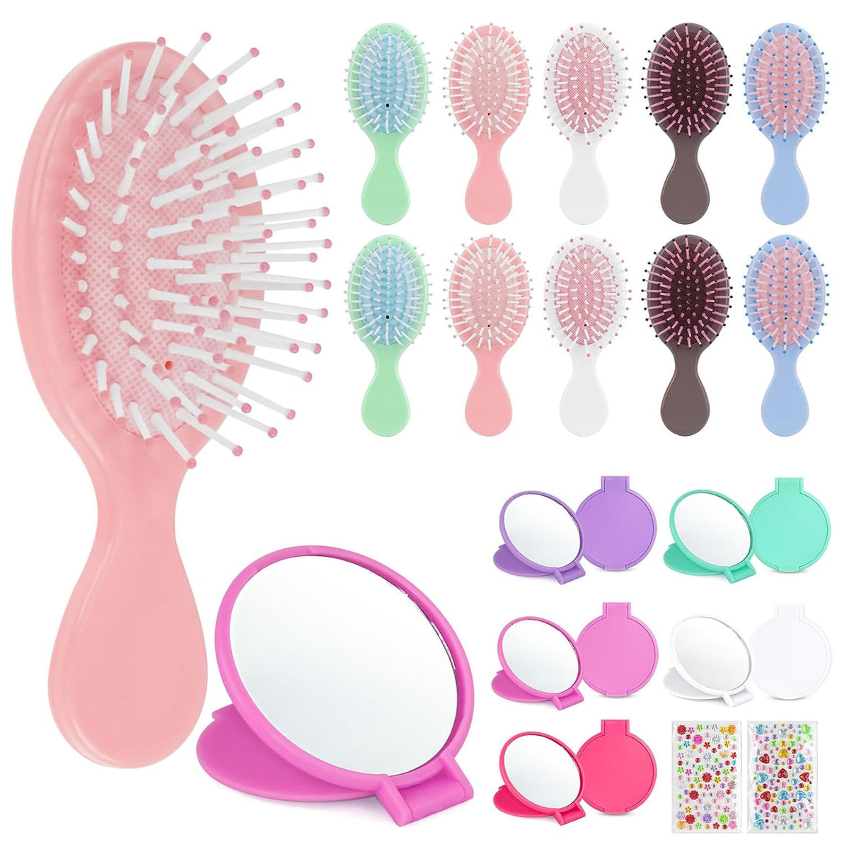 Hair Brush Bulk, 5-Color Mini Brush Bulk (10-PACK)