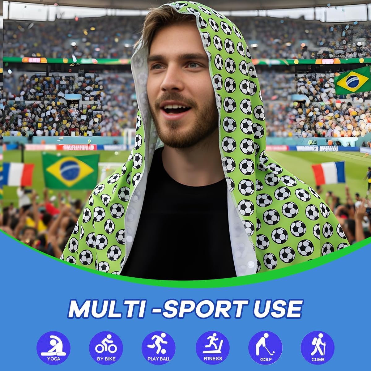 (2PCS) Sport Towel, Cooling Hoodie Towel,Head Ice Pack, Beach Towel, Cooling Cap Towel, Quick Dry Travel Towel, Quick Dry Towel for Travel，Hiking, Beach, Gym & Yoga