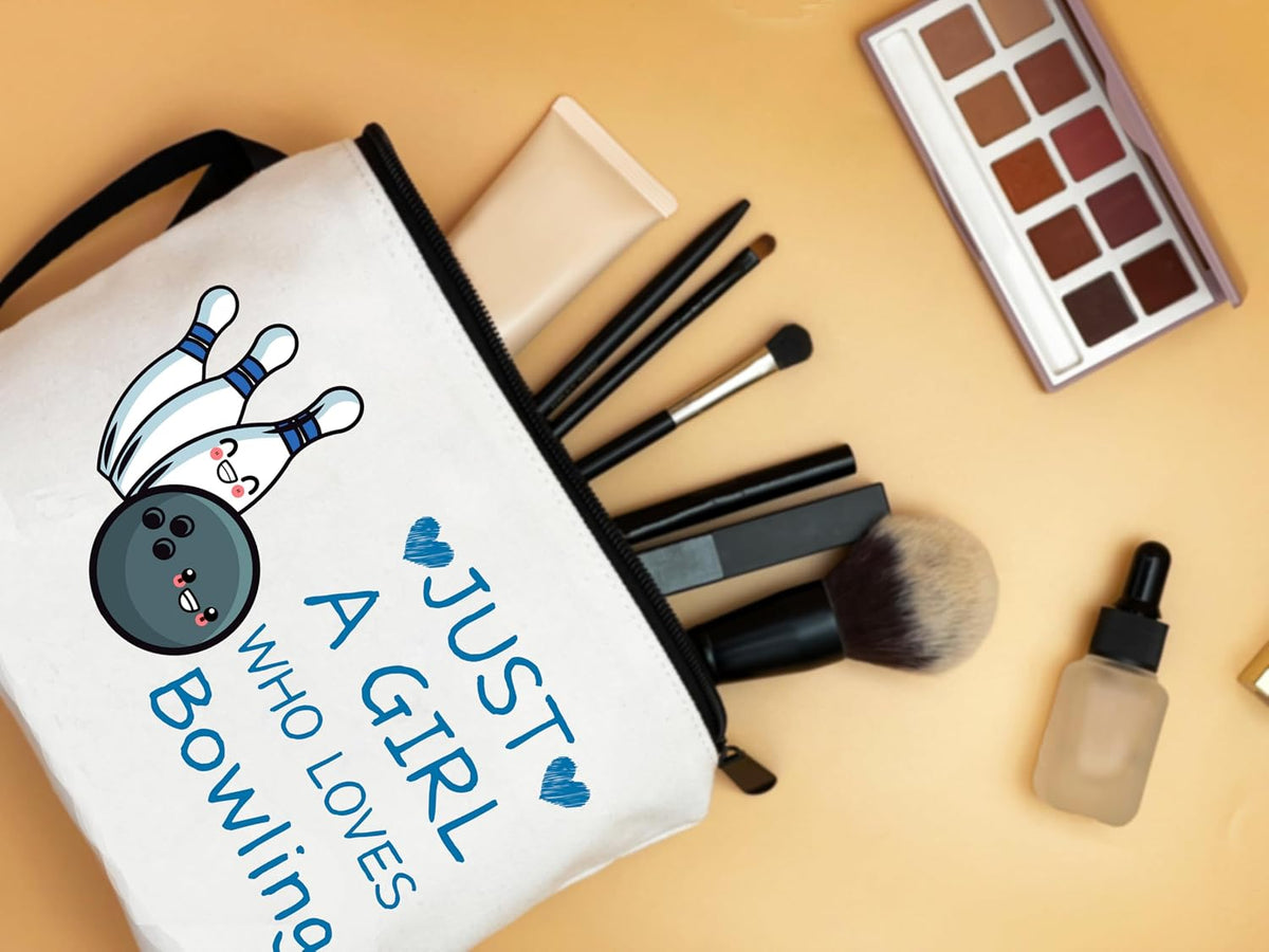 Bowling Accessories for Women, Travel Makeup Bag with Keychain