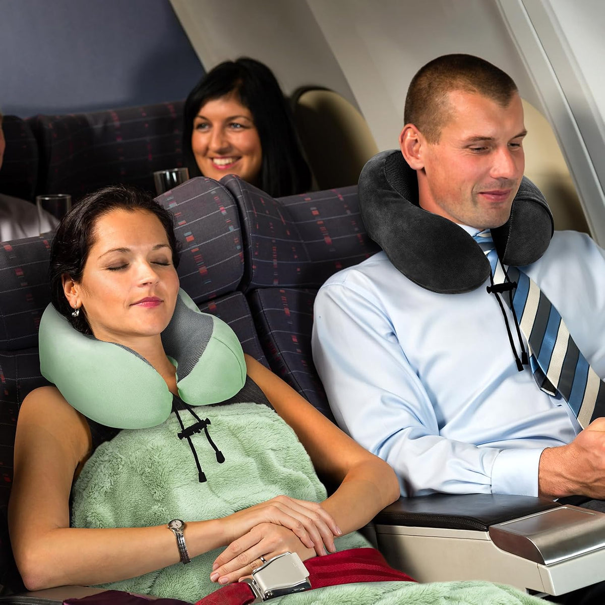 urnexttour Travel Pillow and Blanket Set Neck Pillow Airplane Foam Sage