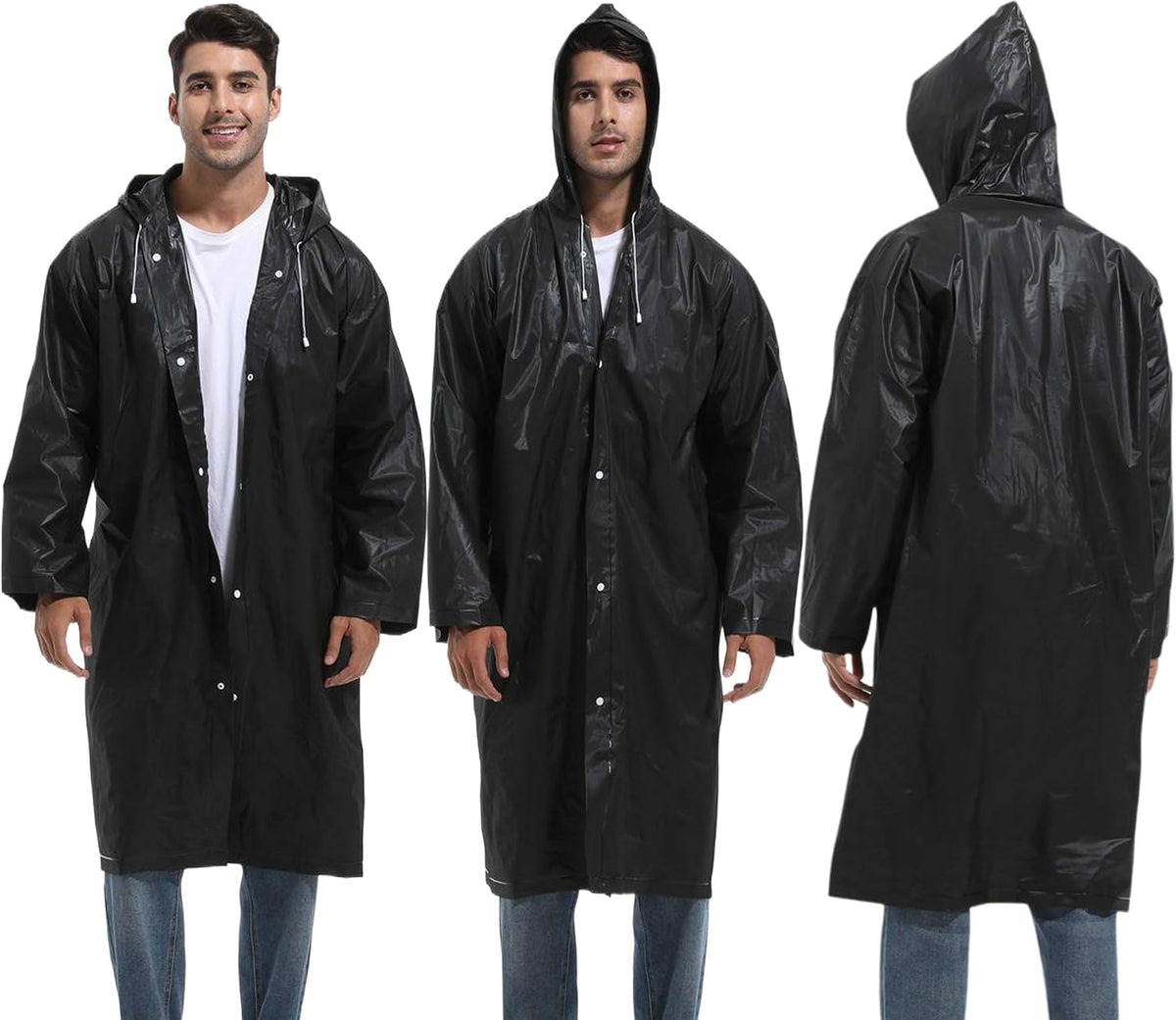2PCS Borogo Rain Coats for Adults - Reusable Rain Jackets for Men & Women