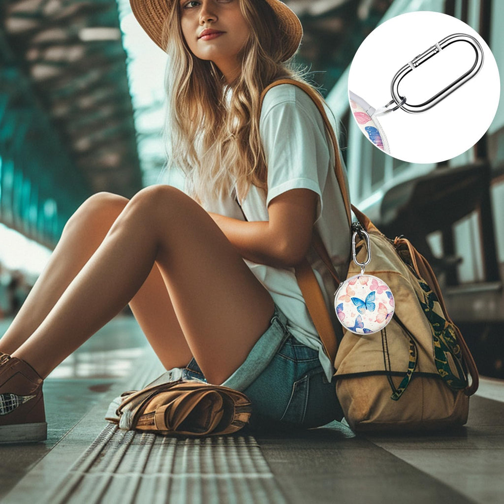 Earbud Case Headphone Organizer Ear Bud Case Portable EVA Carrying Box Storage Bag with Carabiner for AirPods 5/4/Pro Beats Bose Galaxy Buds 4/3/FE Data Cable Storage (Butterfly)