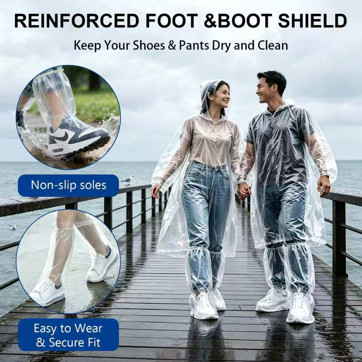 20 Pack Extra Thick Rain Ponchos for Adults with Shoe Covers Disposable