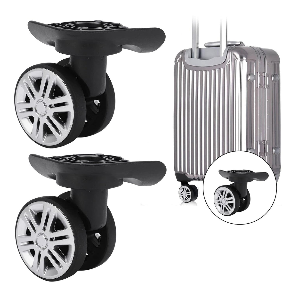 1 Pair Luggage Wheels Replacement for Suitcase Spinner Trolley Silent Double Row Caster Wheels Travel Trunk Roller Parts