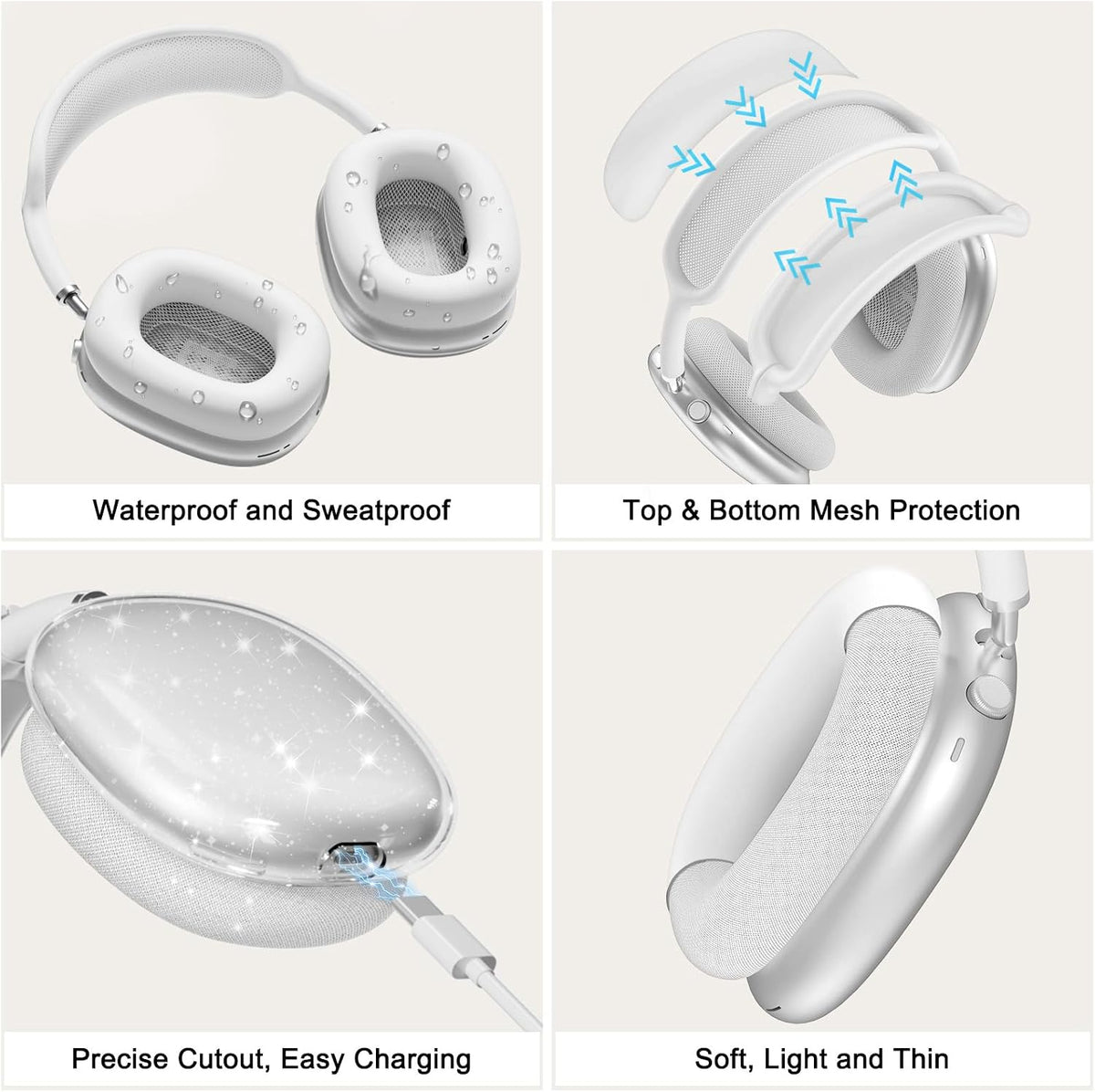 Silicone Case Cover for AirPods Max 2/ AirPods Max Headphones (Glitter)