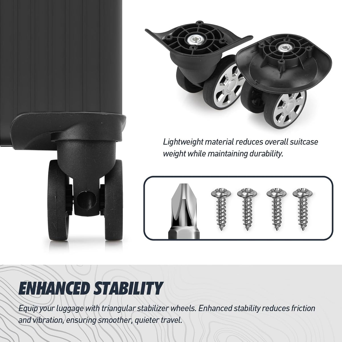 1 Pair Smooth Luggage Replacement Wheels DL045, Low-Noise Swivel Casters