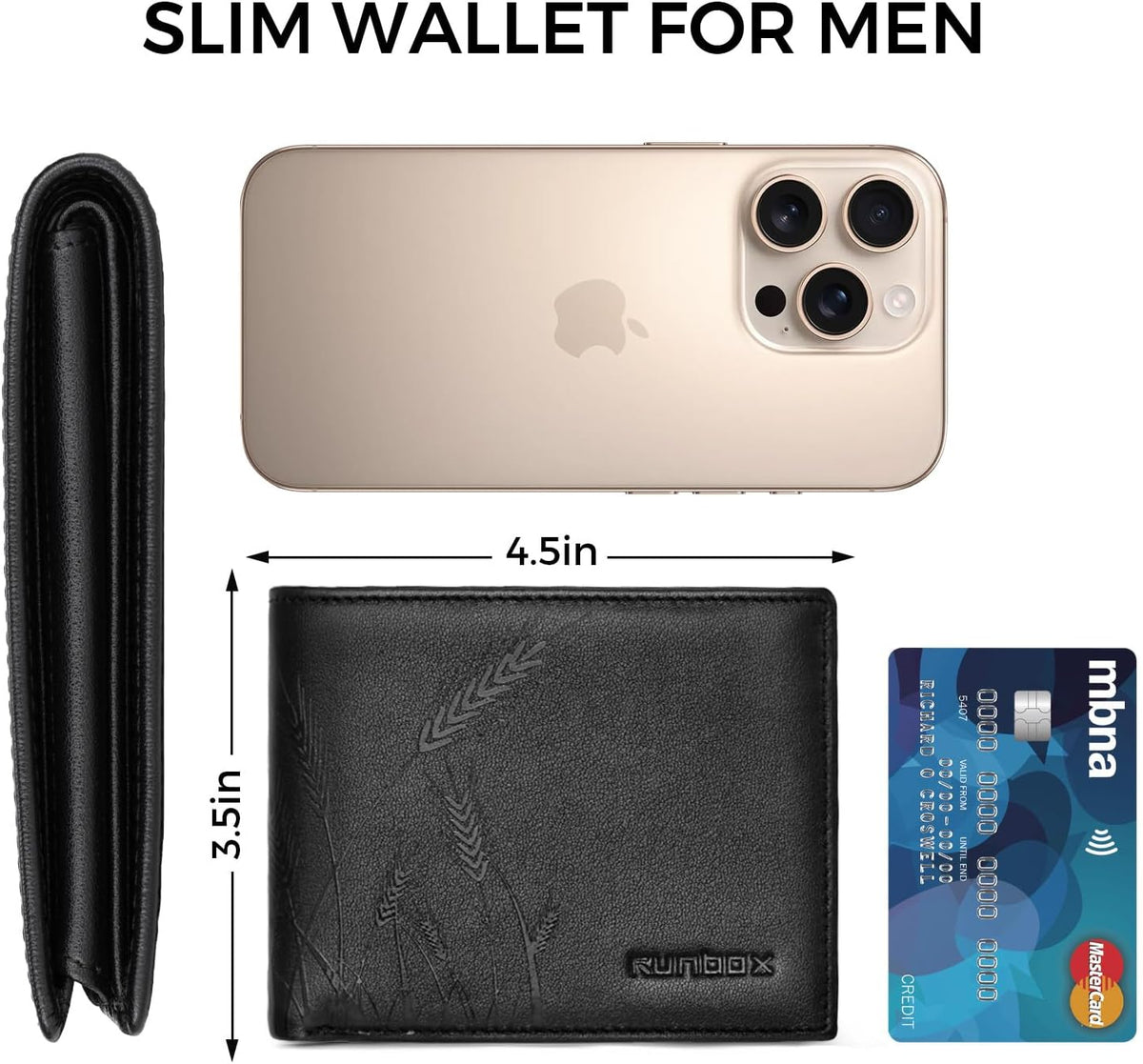 RUNBOX Wallet for Men Leather RFID Blocking Bifold Front Pocket Wallet