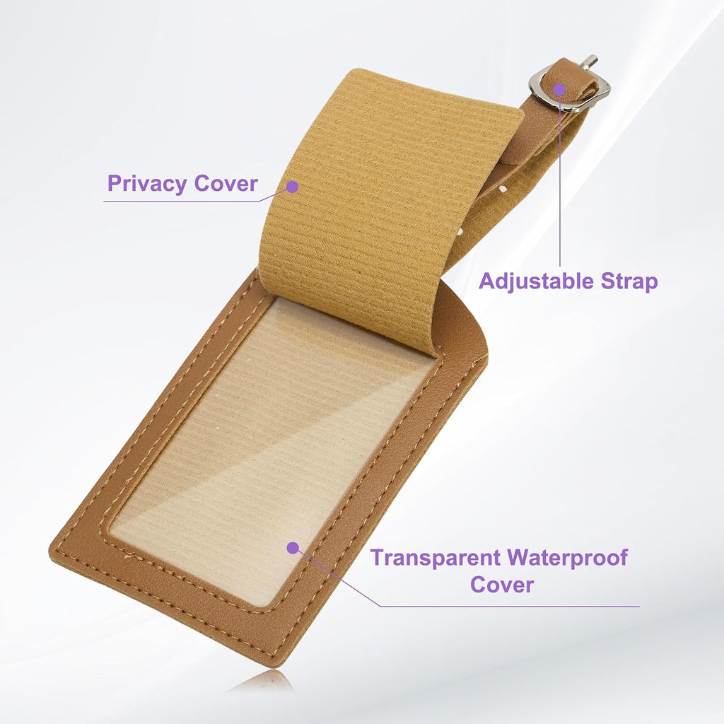 PATIKIL Passport Holder for Travel, Initial Passport Cover and Luggage Tag Set with Alphabet Chenille Letter Patch Travel Wallet Bag Suitcase Identifier for Women Family Travel Brown V