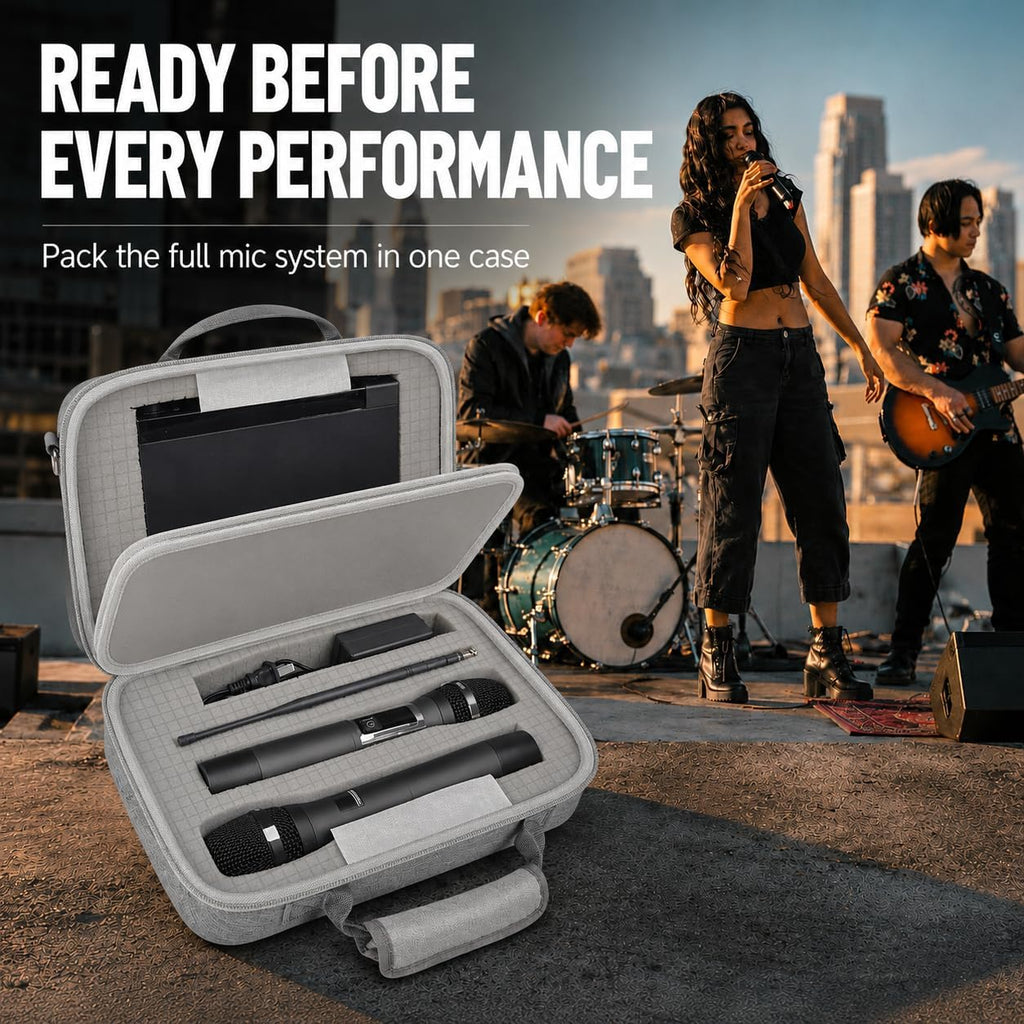 ANKHOH Hard Case for JBL Wireless Microphone,2 Mics and Receiver Grey