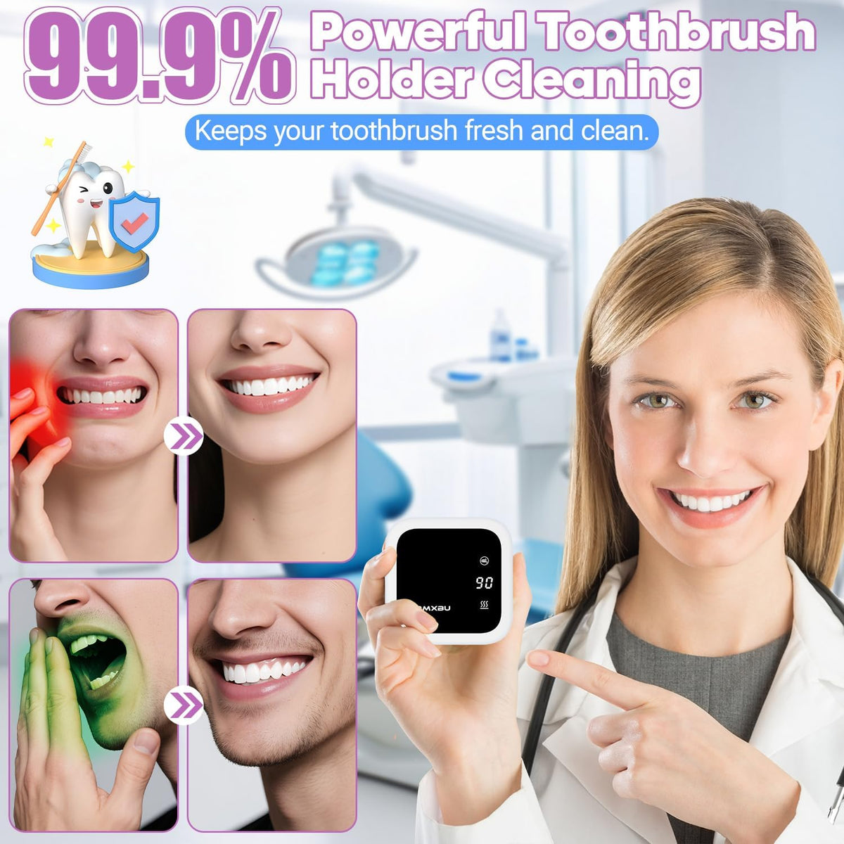 Toothbrush Sanitizer Case and Holder, DRMXBU Wall Mounted Toothbrush Holder