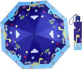 Kids Umbrella for Girls & Boys, Foldable Telescopic Cute Umbrella for Toddler with Auto Open/Close , Anti-UV Safe Design Children Travel Umbrellas 360° Reflective Strip, Compact & Lightweight & Durable Brolly