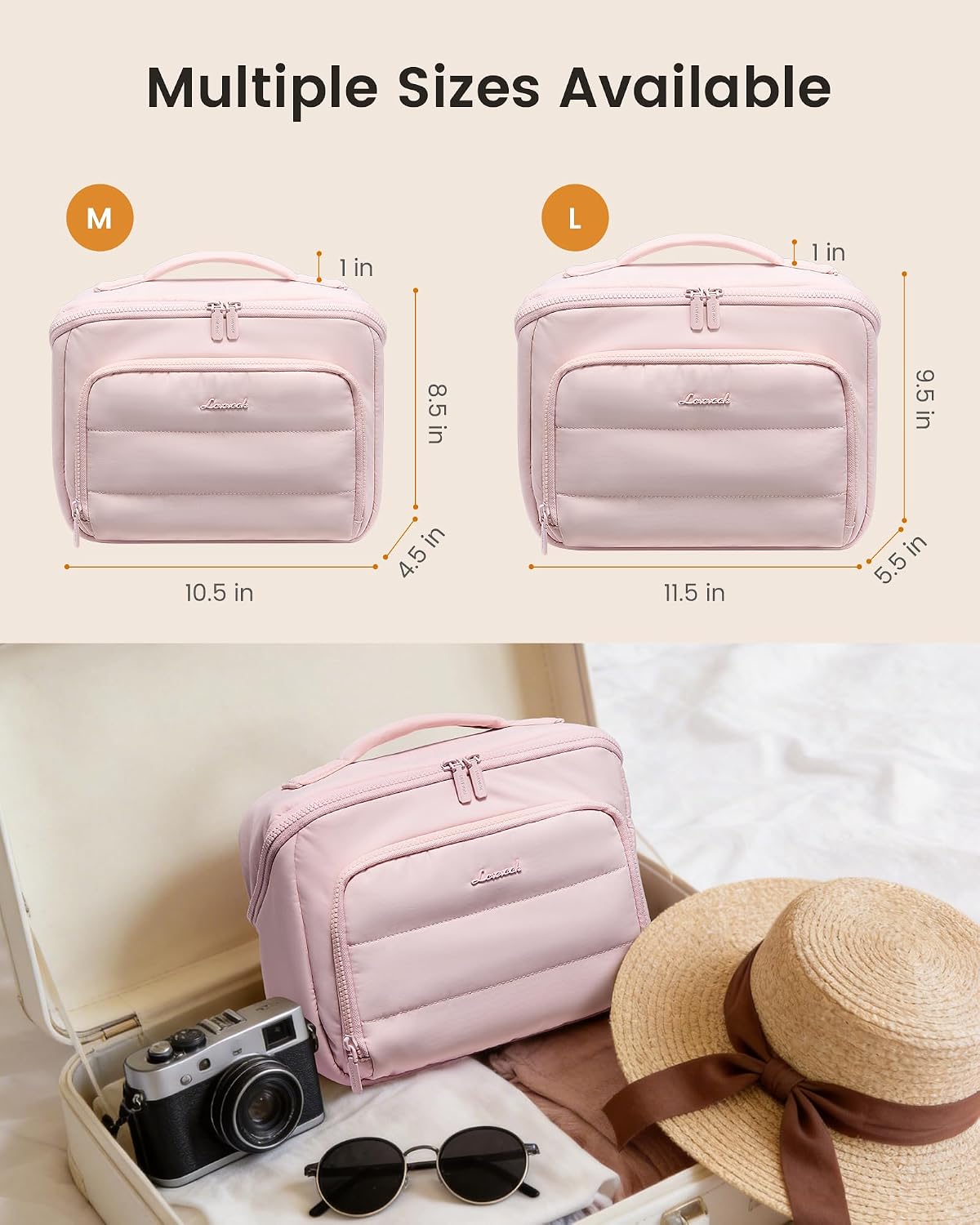 LOVEVOOK Travel Makeup Bag for Women, Puffy Toiletry Bag for Traveling