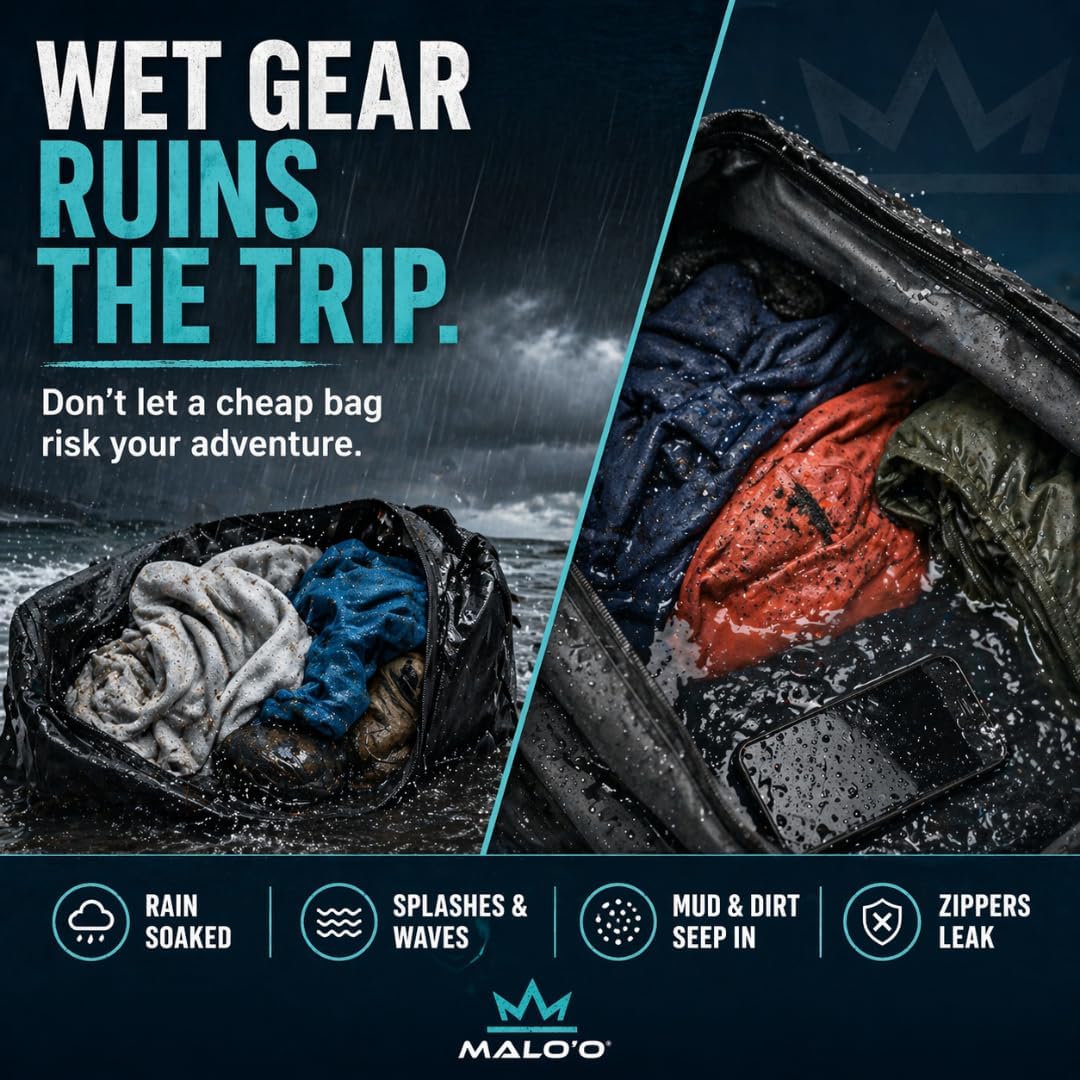 Malo’o Airtight Waterproof Duffel Bag, Submersible Dry Bag with Watertight Zipper & DryCore Technology, Heavy-Duty Gear Bag for Travel, Surf, Boat & Camping (Grey, XL)