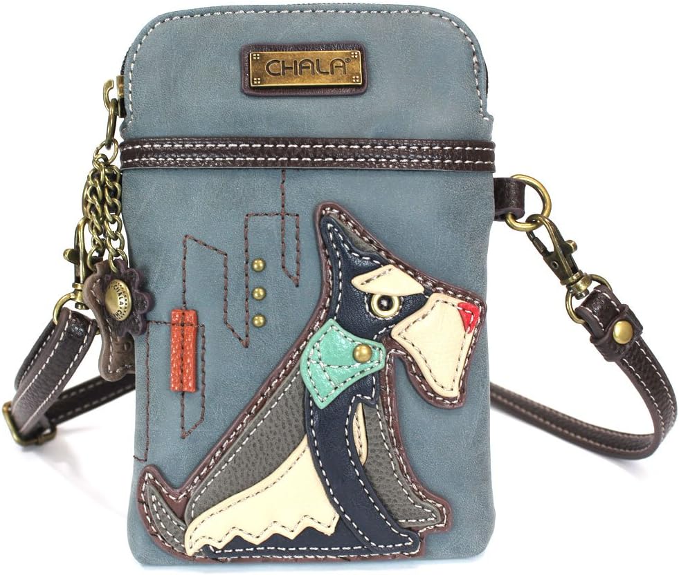 CHALA Dog Collection Cell Phone Crossbody Purse-Women PU Leather/Canvas Multicolor Handbag with Adjustable Strap