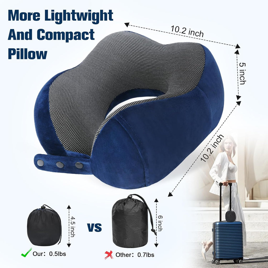Cirorld Neck Pillow for Traveling, Travel Pillows for Airplanes Blue